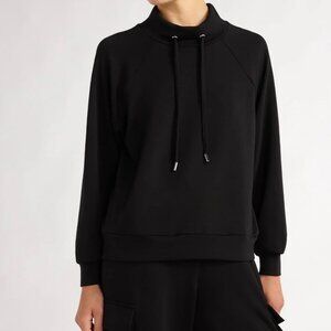 GUC Scoop Women's Scuba Knit Funnel Neck Sweatshirt, Black Size: M Medium 8-10